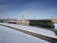 On November 11th, 2019 (Remembrance Day in Canada), Canadian Pacific unveiled 5 brand new SD70ACUs at their Ogden Yard wearing various military schemes. In order from right to left, CP 7020 wears the Army Temperate Regions scheme, CP 7021 wears the Army Arid Regions scheme, CP 7022 wears the Navy Scheme, CP 7023 wears the Air Force scheme and CP 6644 (renumbered from 7024) wears the World War II Memorial scheme.