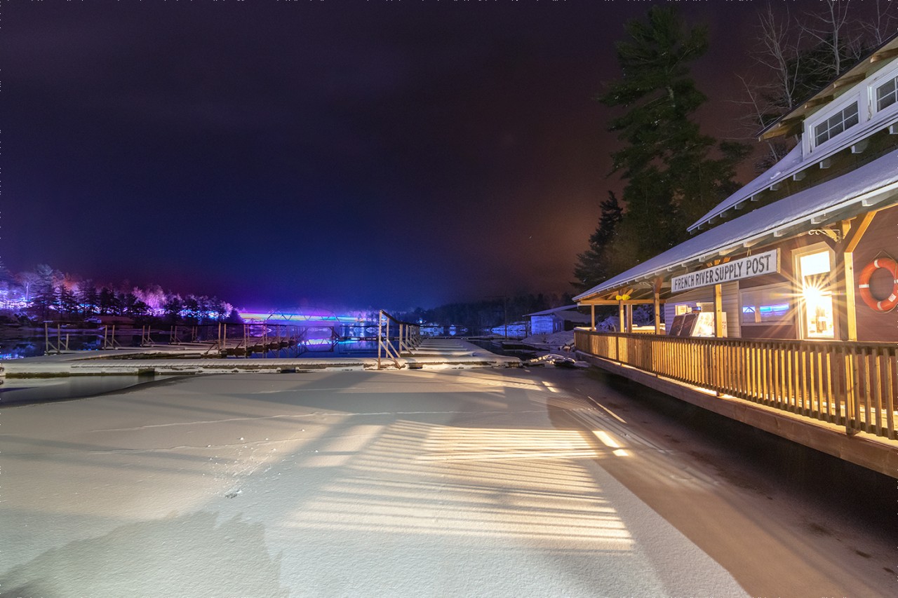 I just happened to notice that CP has released its 2019 Holiday Train schedule and figured I should share a shot from last year's annual chase that I do with at least one friend, though said companion seems to rotate on a year-by-year basis. Here, the 2018 Holiday Train leaves a rainbow behind as it crosses the French River and lights up the tree-filled hillside on its way to a stop-and-go at Rutter.

Huge thanks to the owners of the French River Supply Post for not only allowing me to shoot on their property after they closed for the season, but for also agreeing to turn on the lights in the store to create this warm, homey atmosphere on a cold night.