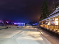 I just happened to notice that <a href="https://www.cpr.ca/holiday-train/canada">CP has released its 2019 Holiday Train schedule</a> and figured I should share a shot from last year's annual chase that I do with at least one friend, though said companion seems to rotate on a year-by-year basis. Here, the 2018 Holiday Train leaves a rainbow behind as it crosses the French River and lights up the tree-filled hillside on its way to a stop-and-go at Rutter.
<br>
Huge thanks to the owners of the French River Supply Post for not only allowing me to shoot on their property after they closed for the season, but for also agreeing to turn on the lights in the store to create this warm, homey atmosphere on a cold night.