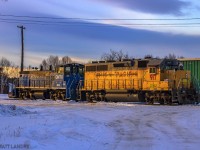 A pair of units sit idle at the shops at McAdam, New Brunswick. They are the power for the St Stephen Job, which runs from McAdam to St Stephen, and back. It would be neat to shoot these guys out on the mainline, but not on this day. 
