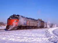 Running between Detroit and New York City over Conrail's Caso Sub through Southern Ontario, Amtrak 425 with the "Niagara Rainbow" makes its first station stop at Windsor.