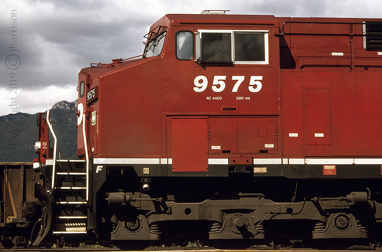 CP 9575, a GE AC4400CW built in 1995 is in the yard at Golden on CPs Windermere Sub. Rebuilt as #8028 in 2018.