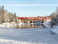 All of my night chase shots turned out pretty garbage. With the sun up on a fresh morning, it was time to try again. Ice chunks are beginning to choke the Vermilion River and have amassed just too far up to block the reflection (despite me balancing on the top of a bridge guardrail).