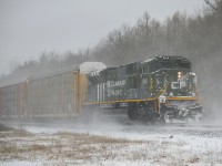 Canadian Pacific's nod to the Normandy Landings otherwise known as "D-Day" number 6644 (June 6th 1944) takes up the rear of 112's freight leaving Midhurst in the fresh dust. This engine looks really sharp in her camouflage colors and attack stripes worn by the Royal Canadian Air Forces "Spitfire" fighter planes during World War 2, great job CP! 