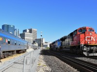<br>
<br>
 CN power passing Winnipeg Union Station with VIA #1 at platform, Track 4. 
<br>
<br>
 CN 8960 / IC2031 / CN89xx 
<br>
<br>
 September 10, 2018 at WUS, digital image by S.Danko
<br>
<br>
what's interesting
<br>
<br>
Winnipeg Union Station excluded the CPR. WUS was built as a joint venture between the Canadian Northern Railway (CNoR), National Transcontinental (NTR), Grand Trunk Pacific Railway (GTP) and the Dominion government. 
<br>
<br>
First train serviced WUS  in 1911. 
<br>
<br>
sdfourty