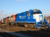 Another nice brief sunny morning before the clouds rolled in finds 580 switching with GMTX 2277, CN 5273 and CN 2304.  After years of watching single CN GP9RMs on 580 I'm loving the variety lately.  580 would soon leave with seven cars for Normerica.  They made quick work of that before returning to the yard, grabbing cars for CGC and then heading off to Hagersville.