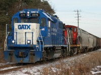 CN train L568 rolls through Baden the day after Boxing Day 2018 with GMTX 2279 and CN 1444. At the time, seeing 1444 trailing was a bit frustrating. However after almost a year later and eventually getting several chances to shoot other GMD1's operating in the lead on the Guelph Subdivision, time does seem to heal all.