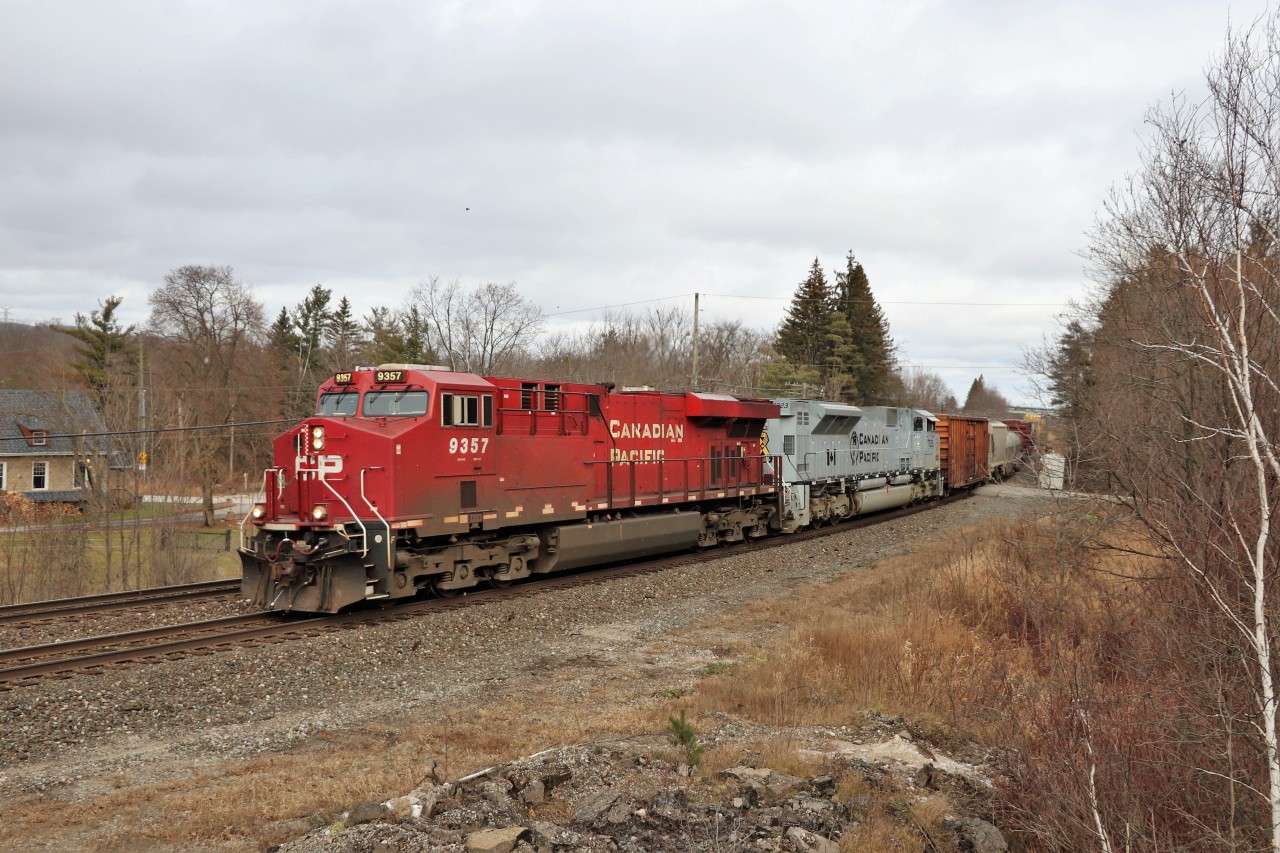 CP 246 with CP 9357 and CP 7023 rumble past Appleby Line on their westward journey up the Galt sub to Guelph Junction where they will head to Hamilton. CP 7023 is sporting the paint scheme of the Canadian and US fighter jets. Just too bad it wasn't leading! Oddly enough, I've saw several others pictures of this train and most of them have birds overhead.  Hmm.
