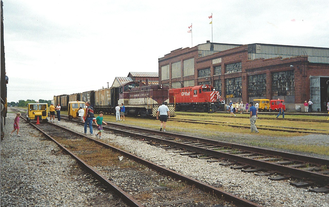 Former TH&B 51 (Sold to OSR in 1993) and CP RS18u 1824 were just two of the many displays at the Railway Day’s event in St. Thomas on August 29, 1993.