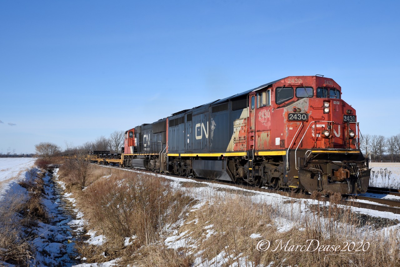 A beautiful sunny but cold winter's day today and a beautiful leader (from a photographers standpoint) heading east out of Sarnia, ON., on 509 back to London.