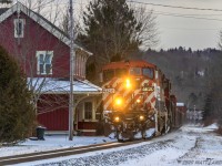 With mismatching number boards, BCOL 4620 hustles a small train 406, by the old train station in Rothesay, New Brunswick. It's a requirement for me to get out and shoot as many of these cowls as possible before they end up in storage. The fact that this leader is a BC Rail cowl makes it that much better. 