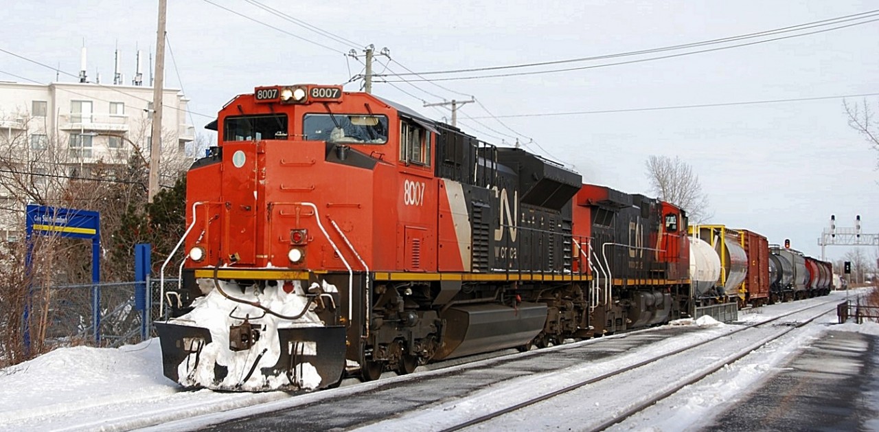 Cn-8007 a SD-70m2 with CN-2665 EF-644E coming from Southwark yard going to Pointe-St-Charles yard Montréal
