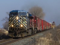 In what seemed at the time a New Year's Day tradition, this time CEFX 1050 leads a westbound destined for Windsor.