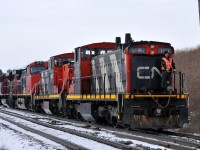 A43531 24 reverses into the north service to make a lift of traffic from Nanticoke. CN 8815, IC 2717, CN 1444, and CN 1412 were the power