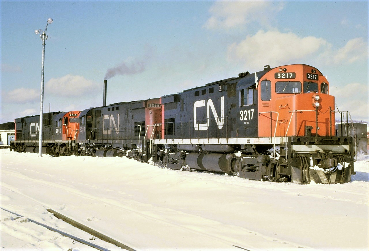 On a bitterly cold January 19th, 1969, a trio of MLW units, in the form of 3217, 3235, and 2010 rest on the shop track at Capreol, Ontario.  I find it hard to believe that more than 50 years have passed since I took this photograph.  How time flies.