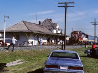 The last train is pulling up to the Fort station with many people out to catch a picture of this event. Overall it was a fun morning, the city of Ft. Sask. and CN did a good job.