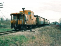 CP caboose 434684 is on the tail-end of the Galt Job as it has just crossed Balzer Road in Kitchener returning back to Cambridge. The train was powered by SW1200RS 8161 and GP7u 1501, which had just worked industries in Kitchener and interchanged traffic with CN at South Junction before heading back to Galt on the Waterloo Subdivision. 