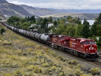 A pair of AC4400CWM's are seen rolling through Savona in charge of an eastbound mixed freight.