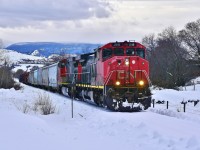 CN nos.2519 & 2554 are crawling up the grade out of Coldstream and are headed east towards Lavington on the Lumby sub.