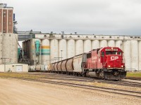 On the west end of Moose Jaw, visible in <a href="http://www.railpictures.ca/?attachment_id=39042" target="_blank">this shot of the west end of the yard</a>, is the Viterra terminal. On this morning, K39 with the 6254 solo, lifted about 70 or so loads. They did this in two trips - in the first trip they lifted about 40+ hoppers and took them into the yard, and in the second visit to Viterra they pulled 30 cars out. They did the second batch in two trips, setting the first set of loads on the north track of the main before going back to get the rest and then doubling up on the main to head back to the yard. It's a decent grade from Viterra up to the main and they put on a good show in the process.