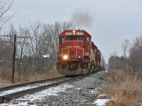 Shortly after departing Havelock yard, CP T07 trundles along at 10mph with the crew giving the units a bit of throttle providing a puff of smoke. SOO 4410 has been a hot potato lately between terminals