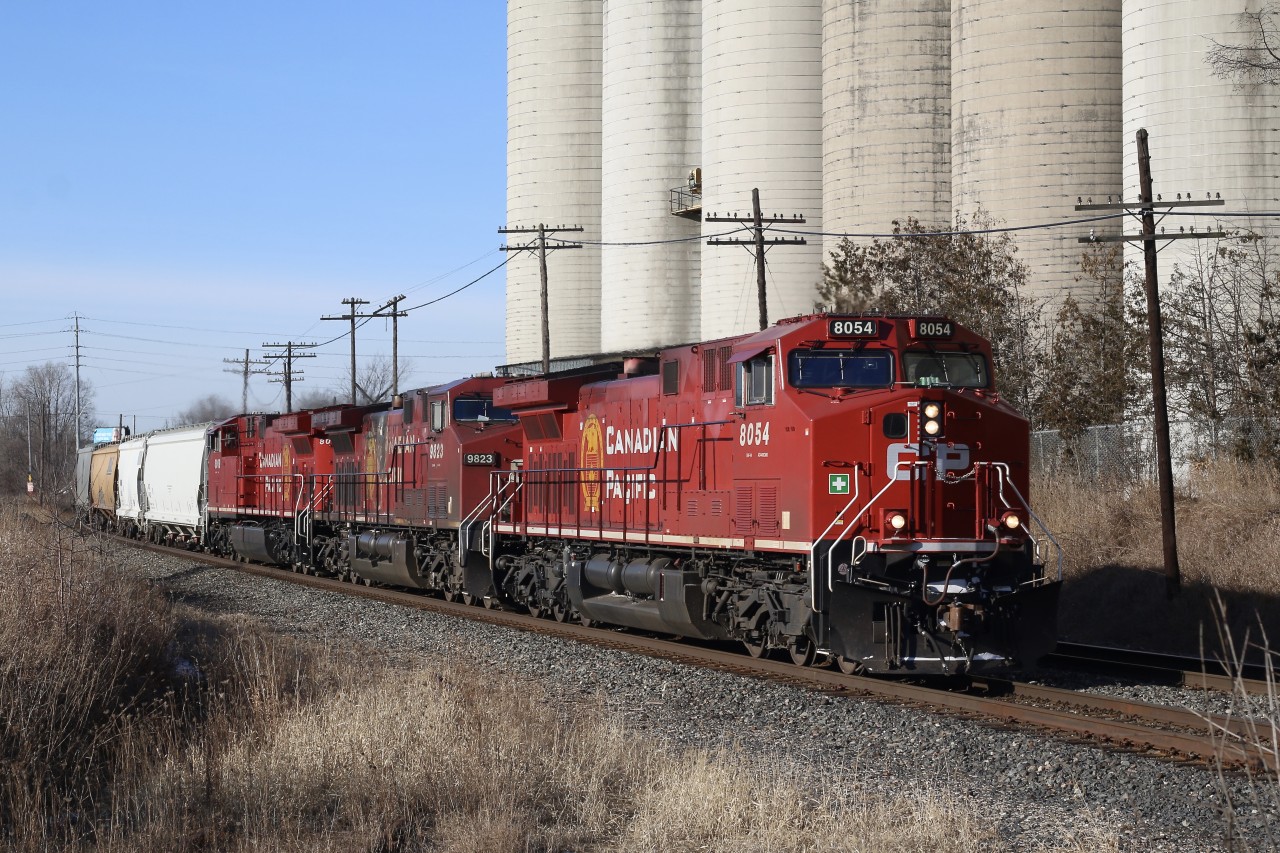 As exciting as power gets on CP typically in Southern Ontario, it is nice catching these relatively fresh rebuilds. CP 234 has a pair of AC44CM rebuilds bracketing an older AC4400 as they pass the Ardent elevator in Streetsville. A keen eye can catch the ends of the severed ADM spur buried in the weeds in the foreground. Despite the redevelopment signs in the area, for now this location still remains open and untouched.
