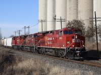 As exciting as power gets on CP typically in Southern Ontario, it is nice catching these relatively fresh rebuilds. CP 234 has a pair of AC44CM rebuilds bracketing an older AC4400 as they pass the Ardent elevator in Streetsville. A keen eye can catch the ends of the severed ADM spur buried in the weeds in the foreground. Despite the redevelopment signs in the area, for now this location still remains open and untouched.