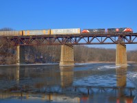 A pair of GEVO's head eastbound through Paris on a cold winter day.