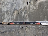 CN 2680 and 2687 are westbound and stopped in the Thompson Canyon at Morris on CNs Ashcroft Sub. Less traffic and a more than usual amount of maintenance equipment right now ... no doubt the political climate and unseasonably good weather are both at play here, although not so much the latter I think.    