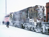 CP RS10 on WB Canadian, Schreiber, ON, 1/8/79.  This was technically an early VIA train, but was still visually and operationally CP.