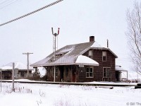 CPR's Zorra station is pictured on a winter day in January 1970. It was located at Mile 94.3 on CP's Galt Subdivision, around the junction with the St. Marys Sub.