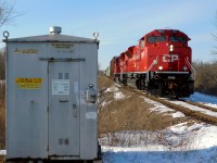 CP 246 rolls off the Hamilton Sub and onto the Cayuga Spur, towards the CN Stamford Sub just south of Brookfield Junction with a pair of bright red EMD SD70ACus. This 246 was very early, getting into Welland around 2:45 PM. I know a whole load of us foamers were out for this one due to the good timing, hoping to see more shots eventually.