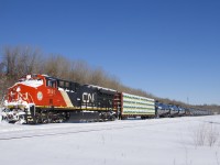 CN 305 has been parked at Turcot Ouest since Friday morning and countless other trains are parked between Toronto and Montreal. This is due to a protest on CN's main line along Tyendinaga Mohawk territory, which has seen both freight and passenger trains unable to pass there since Thursday. 