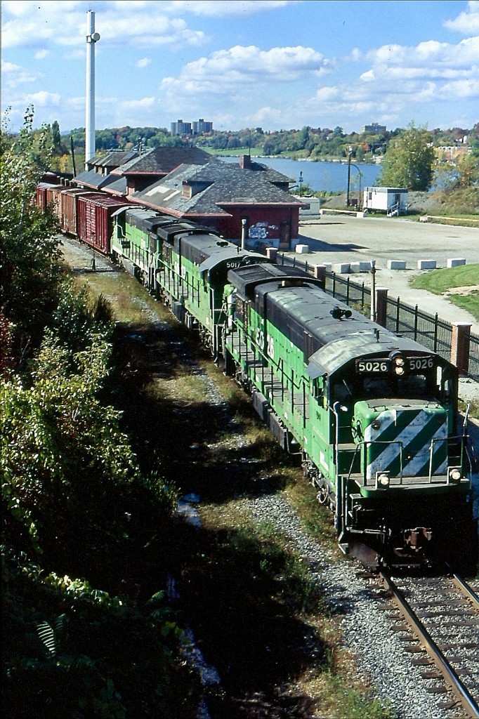 The summer of 2002 would find myself and a fellow railfan traveling to eastern Canada. After waking up in a motel not far from the yard in Sherbrooke we headed over to see if anything had arrived over night. As luck would have it MMA's daily through train was getting ready to head east after working the yard. The trio of worn looking former BN C30-7's were certainly something to see and hear as they left town. At the time the station here was in sad shape but I believe it has since been restored. Sadly the MMA is long since history along with the CDAC that came before it. Today even the CMQ is history, which picked up the pieces after the MMA went out of business. Hopefully CP can give this line a bright future now that it is back in the original owners hands.