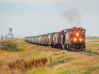 I was more-or-less meandering aimlessly across the prairies on this day. The goal was to get from Assiniboia to Saskatoon but I was taking the scenic route to say the least. I got up first thing and took the back roads from Assiniboia to Chaplin where I <a href="http://www.railpictures.ca/?attachment_id=39283" target="_blank">shot an eastbound past the elevator</a>, then it was Swift Current for breakfast. From there, I headed north to check out Big Sky Rail country, not expecting to see any trains but at the very least to see their territory. As expected, Big Sky was dead but there were still cool locations to take in such as Wartime. From the <a href="http://www.railpictures.ca/?attachment_id=38201" target="_blank">Wartime</a> area I was planning to head further north to the Biggar/Asquith areas. As I got to Rosetown though I heard CN L540 come across the radio with the 2432 on point, giving the section crew in town a heads up that they were on approach. I got the trackside guide out to check the mileage on the sub to make sure they weren't already passed me, then I headed to the east end of town and waited a handful of minutes for them to come. On this day, 540 was 46 grain loads and 10 frac sand empties. I chased them along the sub for a while, before eventually turning back north where I would later end up in <a href="http://www.railpictures.ca/?attachment_id=39070" target="_blank">Asquith</a> and <a href="http://www.railpictures.ca/?attachment_id=38744" target="_blank">Juniata</a>.