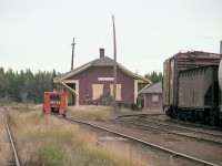 The old Royalty Jct station, I assume long gone. Boarded up as you can see in 1977. The trackage on the right, goes to Souris, Georgetown, etc. The line on the left, to Borden, Summerside & Tignish, where the track car appears to be heading. Behind me, facing south is Charlottetown. I am standing at the south end of the wye. The section shed, utilized by for trackcar storage and other tools of the road, used to be the a station over at Suffolk.