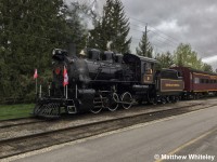 Waterloo Central Railway 9 is seen with the train in the WCR's St. Jacobs yard after returning from pulling the Market Trains on the Victoria Day long weekend.