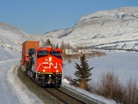 Brand new CN ES44AC 3909 hustles train Q117 west on the Edson Sub at 55mph.