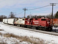  Reportedly SOO 4410 was set off yesterday bad order at Lambton, apparently it was one of the other units there that was having issues, which created this long hood forward set up today for the trip back home from Streetsville. The train was also lacking an end of train device, which restricted it to 15mph all the way home.