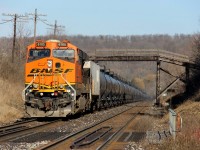 I can't remember the last time I shot a BNSF engine before...here one is pushing on CP 650 eastbound at Canyon Rd between Campbellville and Milton. The lead engine was CP 8143. Time was 16:19.