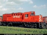 CP RS18u #1857 rests quietly at Walkley Yard in Ottawa, Ontario back on July 3, 1993.