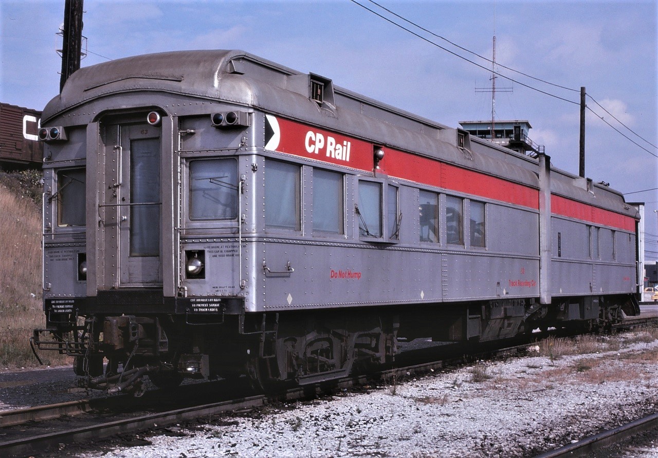 CP Track Recording Car # 63 basks in the sun on a pleasant October afternoon at Agincourt Yard.