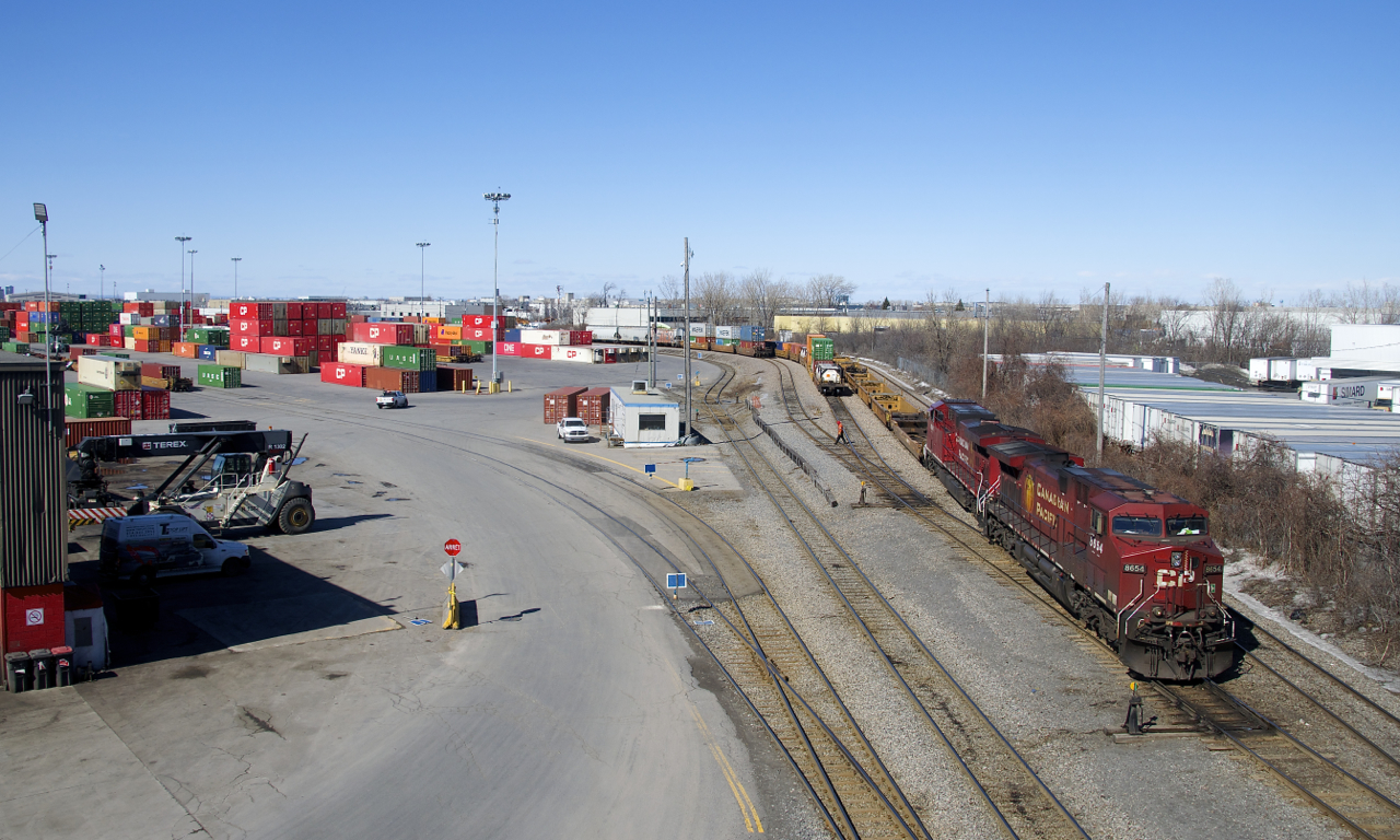 CP 143 with CP 8654 & CP 8041 is doing work at Lachine IMS Yard.