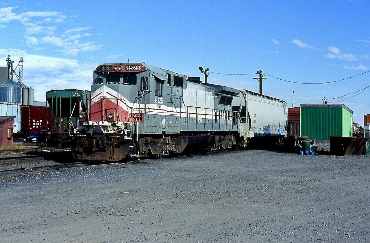 The Montreal, Maine & Atlantic was one of those railroads I wished had survived. It's very unfortunate the devastation that led to the railroads demise, and the collapse of Ed Burkhardt's railroad enterprise. He did an amazing job building a number of railroads into a success, from the small and little know SLC to  the Railfans favorite WC along with rail operations in Britain. It was unfortunate that the MMA was so far from my home or o would have visited more often. Thus day found Four axle Dash-8 8525 working the yard in Farnham, a long way away from the Burlington Northern lines it previously spent so many years roaming. Unlike MMA's C30-7'S, most of the Dash-8 would survive the demise of the MMA and eventually move onto new owners.