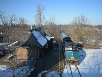 On a sunny December afternoon VIA 85 makes it's regular stop in the small town of St. Mary's ON. 