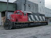 I came across this SD40 on my 1993 visit to Vancouver. It seemed an odd place to park a locomotive.<br>
A nearby McDonald's could account for CN 5070 being here. The building was still there in 2019 street views<br><br>
This is the stub of track extending west from CN's Vancouver Yard; in the past it served industries along the south side of False Creek and onto Granville Island.<br>
The lands surrounding False Creek have been extensively redeveloped; most of the industry has gone.
