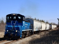 A sanity break while trying to avoid others found me chasing the OBRY north from Streetsville. A very hard train to photograph heading northbound under full sun depending on the time of day. These days a seven car train is pretty decent for the OBRY. The train stopped briefly to work an industry north of Brampton allowing me to head north of Inglewood for what is probably the best northbound angle before reaching Orangeville. Nevertheless it's nice to see the railroad still operating after so many questionable years, even if the motive power isn't as exciting as it has been in the past. 