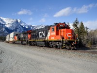 I had set up to shoot a regular shot of the headend of train Q118 with this GTW GP38-2 trailing in the third position, but when the train came around the corner, there was only a solo GE ET44AC on the point. I almost left before waiting for the tailend, thankfully I did not! In the WTF moment of the day, we see CN ET44AC 3010 and GTW GP38-2 5819 bringing up the rear of the train. The 5819 had been assigned to Thornton Yard in Vancouver for years, but must've had an incident and needed to be shipped off for repairs and was only able to move on the tailend of a train.
Here they are at Mile 224 of CN's Edson Sub, March 18, 2020.