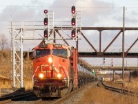 CN M30511 28 heads westbound through Oshawa with CN 2220 in the lead and CN 2312 mid DPU. It was nice to see the sun come out for an otherwise overcast day.
