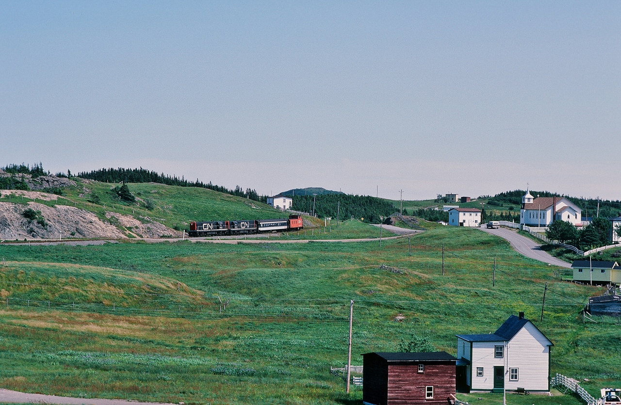 ..........................      T   H   E        R   O   C   K     .............................










  Wednesday only Terra Transport train # 205 ( Bonavista to Clarenville) at Trinity East  August 4, 1982 Kodachrome by S.Danko




 Consist: GMD G8 #802 and #801, TT Coach #754, TT Caboose #6061




What's interesting:



  VIA RAIL CANADA  June 1 1982 National Timetable Page 14 :  ' Newfoundland Roadcruiser bus and mixed train services are operated by Terra Transport Ltd '   and    “  Trains shown on tables 2, 3, 4 and 5 are mixed trains …..As freight operations could affect the schedules, it is recommended that passengers check departure and arrival times with Terra Transport representative at the earliest opportunity. “



More  Terra Transport


   near Lockston    


  near Princeton    


  Lethbridge    


sdfourty